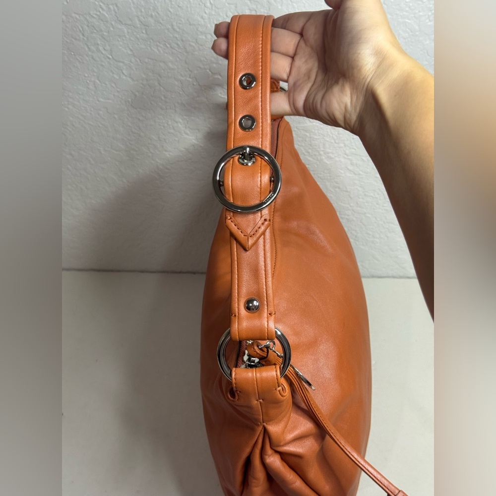 Coach Burnt Orange Leather Shoulder Bag Hobo Style Purse #13655 - Picture 3 of 13
